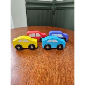 Melissa & Doug Wooden Toy Cars Set of 4 GH22070 Primary Colors